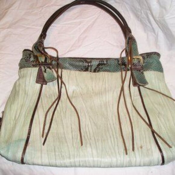 MARCO BUGGIANI Italy Lizard Snakeskin Embossed GREEN Slouchy Shoulder BAG - Picture 1 of 8